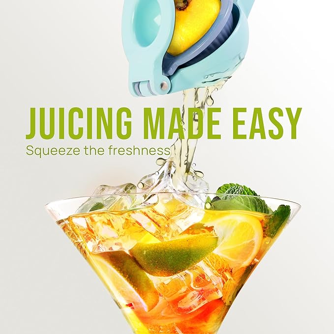 Zulay Kitchen Metal 2-in-1 Lemon Squeezer - Sturdy Max Extraction Hand Juicer Lemon Squeezer Gets Every Last Drop - Easy to Clean Manual Citrus Juicer - Easy-Use Lemon Juicer Squeezer - Blue/Purple