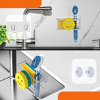 Sponge Holder Smiley Face,Sink Caddy,Kitchen Organizer with 2 Suction Cups/1 Adhesive Strips,Designed for Sponge,Soap,Dish Brush,Scrubber - Gray
