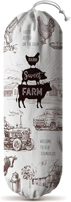 Hglian Grocery Plastic Bag Holder,Cow Rooster Plastic Bags Organizer,Garbage Shopping Trash Bags Storage for Kitchen,Farmhouse Home Decor,Gifts for Women Mom Grandma