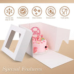 Cakebon Cake Boxes with Boards - 10 Inch Round Cake Drum White (3-pack) - Box With Window for Birthdays, Weddings and Parties