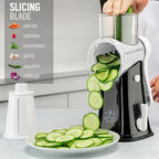 Zulay Kitchen Rotary Cheese Grater 5 Blade Cheese Shredder - Manual Hand Crank Cheese Grater With Reinforced Suction & 5 Interchangeable Drums - Easy to Use, Vegetable Chopper Round Mandoline Slicer