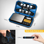 UNIWEIGH Digital Pocket Scale 200g/0.01g, Digital Gram Scale, Mini Jewelry Scales Digital Weight Grams with 50g Cal Weights for Food,Jewelry,Coins,Small Items,Coffee (Battery Included)-Blue