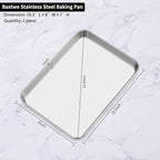 Baking Sheets Set of 2, Bastwe Stainless Steel Baking Pan Tray Cookie Sheet, Size 10 x 8 x 1 inch, Non Toxic & Healthy, Rust Free & Easy Clean