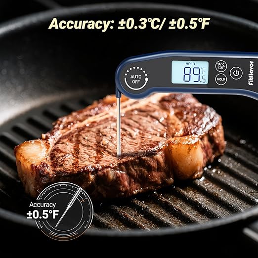 Instant Read Meat Thermometer Digital, 0.5S Instant Read Thermometer for Cooking Grill Candy Oil Food Meat Kitchen Baking BBQ, K Sensor Accuracy ±0.5°F Backlight Calibration Waterproof (11K-1)