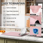 Ecotrim - Dish Drying Mat for Kitchen Counter | Coffee Bar Mat for Countertops | Heat Resistant Drainer Mat with Non-slip Rubber Backed | Hide Stain Kitchen Absorbent Draining Mat | Pink 16"x18"