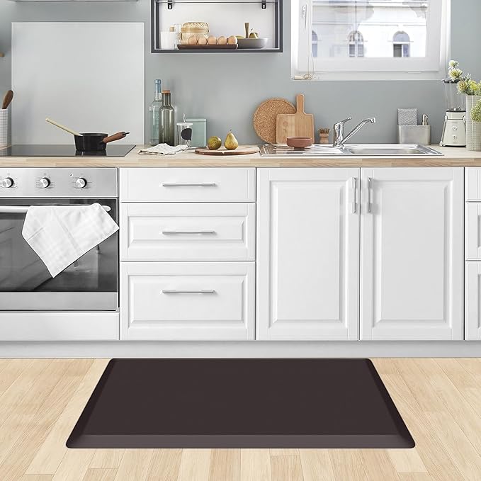 KitchenClouds Kitchen Mat Cushioned Anti Fatigue Rug 20"x32" Water Resistant, Non Slip, Standing and Comfort Desk/Floor Mats for House Sink Office (Chocolate)