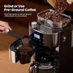 Kismile 10-Cup Digital Drip Coffee Maker with Built-In Grinder, Programmable, 12H Timer, Keep-Warm Function, Customizable Strength & Grind Size, Coffee Machines with Smart LED Touchscreen