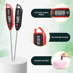 Copkim 6 Set Waterproof Food Thermometer for Water, Liquid, Candle and Cooking Digital Meat Thermometer with Long Probe Instant Read for Kitchen BBQ Grill Candy (Black,Red)
