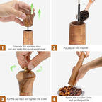 Wooden Salt and Pepper Grinder Set,Manual Salt and Pepper Mill,Acacia wood Salt Grinder Refillable,Pepper Mill with Adjustable Coarseness,Salt and Pepper Shakers Tableware Gifts 10" 2PCS