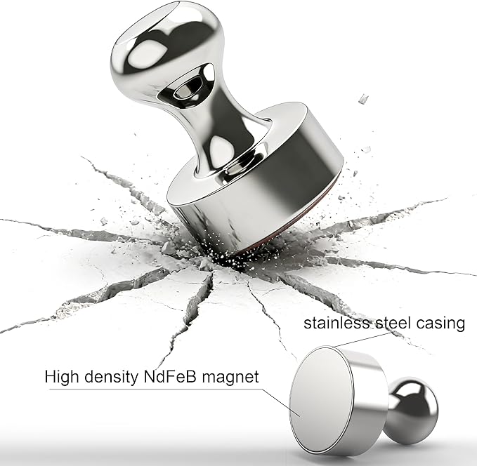 Tiergrade Metallic Magnets, Refrigerator Magnets, 60 Pack Magnetic Push Pins, Strong Fridge Magnets, Multi-use Whiteboard Magnets Perfect for Kitchen Office Classroom