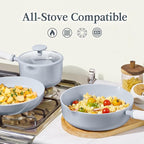 CAROTE Ceramic Cookware Set Nonstick, 9pcs Pots and Pans Set Non stick, Non-Toxic & PFAS-Free,Dishwasher, RV/Camping Cookware Set,Sauce Pan with Lid, Blue