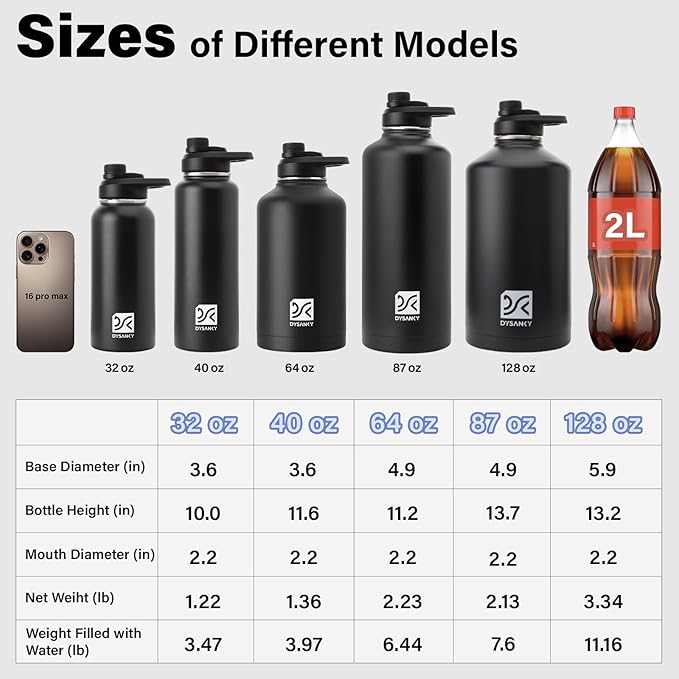 DYSANKY Insulated Water Bottle | Thickened Stainless Steel Vacuum Metal | Portable Sports Water Jug for Gym and Hiking with Straw, Carrier Bag, Handle Strap | BPA-Free 32 oz
