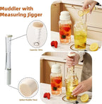 Cocktail Shaker Set-19 oz Glass Martini Shaker with Built-in Strainer，Muddler with Measuring Jigger and Stainless Steel Mixing Spoon, Home Bartender Kit Bar Tool for Margaritas Making, Drinks Mixing