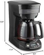 Hamilton Beach 12 Cup Programmable Drip Coffee Maker Machine, Regular & Bold Brew Options, Auto Pause and Pour, Glass Carafe, Black Stainless (46293J)
