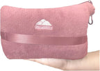 BlueHills 2 Pack Travel Blanket Pillow in Mini Soft Case Premium Plush Airplane Blankets Soft Bag Compact with Luggage Belt and Backpack Clip Small Traveling Pillows Lightweight Accessories - Pink M22
