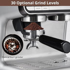 Garvee Espresso Machine With Grinder, Barista Express Espresso Machine, 20 Bar Expresso Coffee Machines with Milk Frother Steam Wand, Cappuccino & Latte Machine for Home, Silver