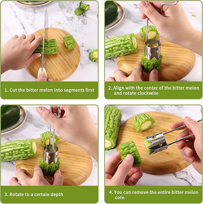 Red Bell Pepper Seed Corer, Upgraded T Shaped Vegetable and Fruit Corer Stainless Steel Tomato Apple Seed Remover Tool Practical Kitchen Gadget for Removing Fruit & Vegetable Cores