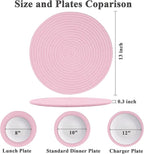 Round Placemats Set of 6, Cotton Rope Woven Table Mats, Hot Pads for Kitchen, Non Slip Heat Resistant Place Mats, 13 Inches Braided Placemat for Farmhouse Decor and Kitchen Table Decor (Pink)