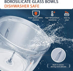 Bear Food Processor, Electric Food Chopper with 2 Glass Bowls (8 Cup+2.5 Cup), 400W Power Grinder with 2 Sets Stainless Steel Blades, 2 Speed for Meat, Vegetables, and Baby Food