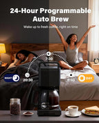 SHARDOR 10-Cup Coffee Maker, Programmable Drip Coffee Machine with 2–10 Cup Setting, Adjustable Keep-Warm Control, Removable 50oz Water Tank, Brew Strength Control & Brew Pause, Black
