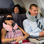 urnexttour Travel Pillow and Blanket Set Neck Pillows Soft Blankets with Sleep Mask Travel Essentials for Airplane Car Memory Foam Pink