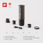 OutIn Nano Portable Electric Espresso Machine, Travel Coffee Maker for Camping, Car Coffee Maker Self-Heating with USB-C, With Ground Coffee & NS Capsule for RV, Hiking, Office