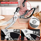 MAD SHARK Professional Heavy Duty Poultry Shears - Kitchen Shears for Spatchcocking Chicken and Meat Cutting, Multi-Purpose Kitchen Scissors for Food, Spring-loaded (Black)