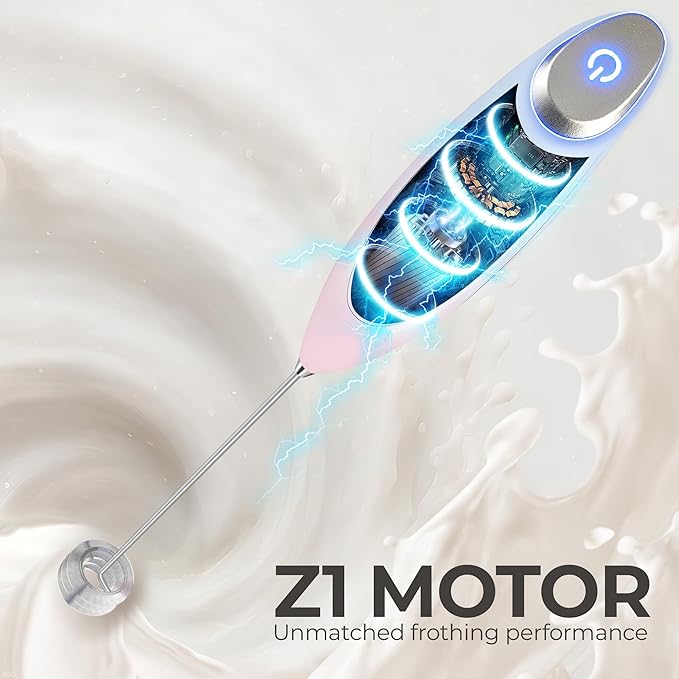 Zulay Kitchen Patented Tornado Triple Whisk Milk Frother with 4 Duracell Batteries – Handheld Foam Maker for Coffee, Lattes, Matcha & Hot Chocolate – Rich, Creamy Froth in Seconds - Orchid