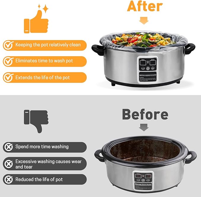 40 Pack Slow Cooker Liners, Large Size 13"x 21" Cooking Bags Disposable Pot Liners, Plastic Slow Cooker Bags Fits 3-8 Quarts, BPA Free, Suitable for Oval & Round Pot