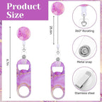 Irenare 6 Pcs Flat Bottle Openers Retractable Bar Keys for Bartenders Stainless Steel Beer Bottle Opener with Belt Clip and Round Badge Reel Bartender Gifts for Women Men(Marble Style)