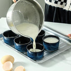Glowworm Ceramic 4 Oz Ramekins, Dipping Sauce Bowls Set of 6, Creme Brulee Dish for Baking Pudding, Souffle, Serving Dip, Custard, Ice Cream, Oven Safe, Blue