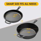 EDGING CASTING 2-in-1 Pre-Seasoned Cast Iron Dutch Oven Pot with Skillet Lid Set, 10" Skillet 3QT Pot for Cooking, Baking, Frying and Camping