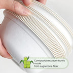 ECOLipak 150 Pack 12 oz Paper Bowls Disposable, Heavy-Duty Biodegradable Compostable Bowls Made of Natural Sugarcane Bagasse, Suitable for Salad, Dessert, Milk, Cereals