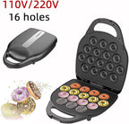 110/220V Electric 16 Capacity Mini Donut Maker Non Stick Donut Maker Baking Machine, Cake Pop Maker for Breakfast