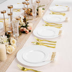 Goodluck 200PCS White Plastic Plates, Heavy Duty Disposable Plates with 100 10.25 inch Dinner Plates and 100 7.5 inch Dessert Plates for Party, Holiday, Wedding, Thanksgiving