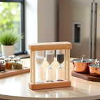 Khaki Creative 1/3/5 Minute Wooden Sand Glass Hourglass Timer Clock Home Decor Kitchen Tools Gift for Simple Style Thermometers and Timers, Brown