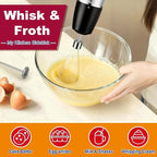 Upgraded 1100W 5-in-1 Immersion Hand Blender – 30 Speed Settings, Up to 15,500 RPM, Handheld with Milk Frother & Food Processor, Black