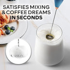 Zulay Kitchen Powerful Milk Frother Wand With 4 AA Duracell Batteries - Ultra Fast Handheld Drink Mixer - Electric Whisk Foam Maker for Coffee, Lattes, Cappuccino, Matcha & Creamer - Deep Sea