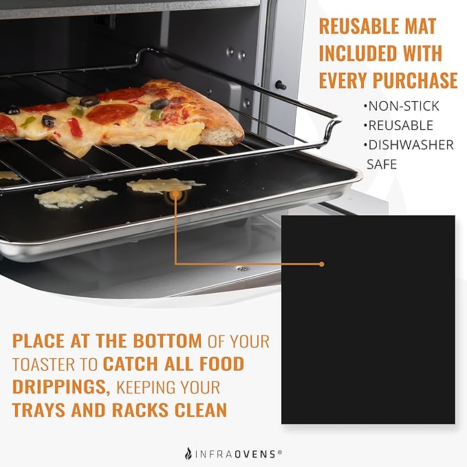 Toaster Oven Air Fryer Reusable Mats Accessories 9 x 11, Silicone Liner, Drip Mat (3pcs) Compatible with Cuisinart, Emeril Lagasse, Gowise, Breville + More, Convection Accessories, Electric Oven Rack