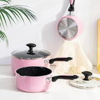 Nonstick Saucepan Set with Lid, Non Stick 1Qt & 2Qt & 3Qt Sauce Pan Set with Glass Lid Small Pot for Home Kitchen