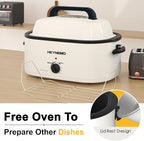 26QT Electric Roaster Oven, Electric Turkey Roaster with Viewing & Self-basting Lid, Stainless Steel Turkey Roaster Oven, White