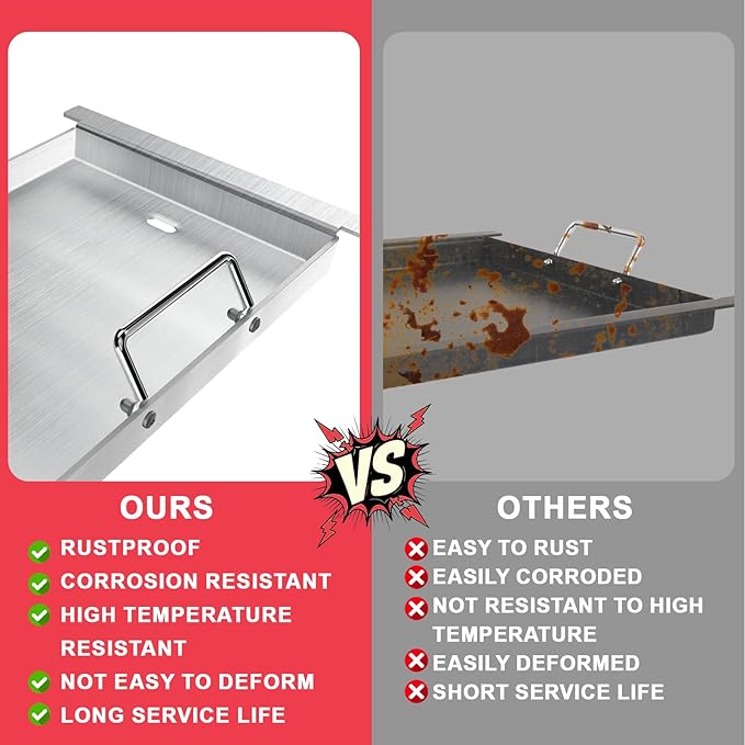 Half Griddle for Ninja FlexFlame PG300 Grills, Stainless Steel Sizzle Griddle Plate for Ninja-Flex Flame Grill Accessories XSKHLFGRIDLE, Even Heat Distribution & Versatility For Cooking 17''L x 12''W