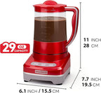29 Oz Hot Chocolate Maker Machine, Electric Milk Frother and Steamer, Hot Cocoa Maker Machine for Hot Chocolate Bar, Detachable Pitcher, 2 Speed Mode, 3.5 Cups, Red