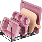 Toplife 10+ Bakeware Organizer Rack for Kitchen Bakeware, Cookware, Dinnerware, Cutting Boards, Plates, Pot and Pan Lids (Black)