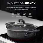 KASANOVA New Petra Dark 5-Pcs Cookware set Nonstick, Induction ready, Aluminum cookware set with glass lids, Frying Pans & Casseroles, PFOA free