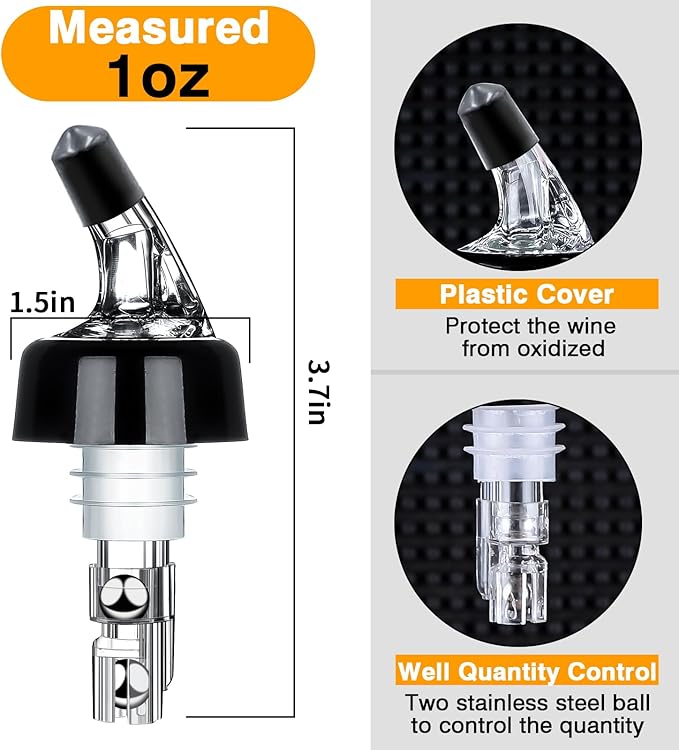 Automatic Measured Bottle Pourer - Quick Shot Spirit Measure Pourer Drinks Wine Cocktail Dispenser Home Bar Tools - 1oz/30ml (24 pack)