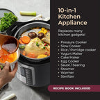 Mueller 6 Quart Pressure Cooker 10 in 1, Cook 2 Dishes at Once, Tempered Glass Lid incl, Saute, Slow Cooker, Rice Cooker, Yogurt Maker and Much More