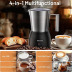 Secura 17oz Electric Milk Frother and Steamer, Stainless Steel Detachable Milk Jug, 4-in-1 Hot & Cold Foam Maker for Latte, Cappuccino & Hot Chocolate, BPA & Teflon-Free, Dishwasher Safe
