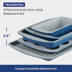 Tramontina Rise 6-Piece Ceramic Baking Pans Set, Non stick Essential Bakeware for Cookies, Loafs, Cakes, Brownies and Muffins