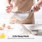 18/8 Stainless Steel Mesh Strainer: U-Taste 5.5 Inch Kitchen Fine Mesh Sieve Food Colander with Riveted Sturdy Silicone Handle and 30 Mesh Hole for Straining Flour, Pasta, Fruit, Quinoa(Midnight Blue)